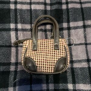 Small zip up Wristlet with key ring Pink, lighter & darker brown